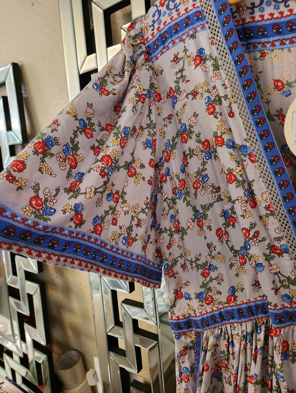 Tulle and Batiste Blue Floral Maxi Wrap Dress - Picture 10 of 11